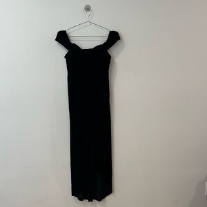 BHLDN Black Velvet Edison Off the Shoulder Dress